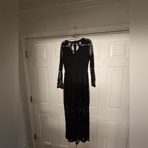 Altar'd State Black Long Sleeve Lace Dress